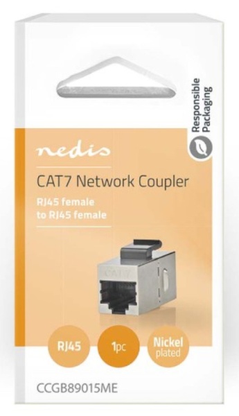 Nedis ccgb89015me cat6a / cat7, shielded, rj45 female, straight, metal 1kom