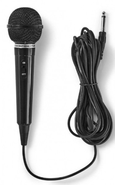Nedis MPWD01BK karaoke mikrofon, 6.35mm -75dB+/-3dB, Sensitivity, 80Hz-12kHz, 5.0m