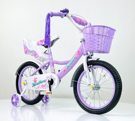 Nina Rose Bicikl 16" za devojčice model 722-16 sa pomoćnim točkovima - Ljubičasti