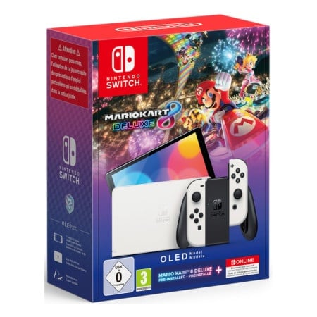 Nintendo Switch Console (OLED Model) White + Mario Kart 8 Deluxe ( 066380 )