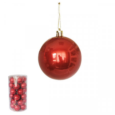 Novogodišnje ukrasne kugle 6cm - pakovanje 30 komada - Crvene ( 170526 ) - Img 1