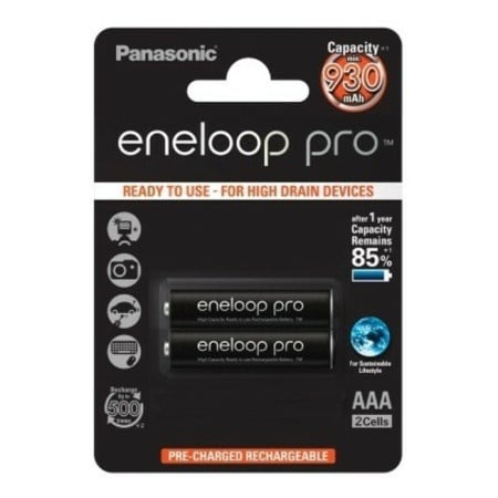 Panasonic baterija AAA/2B(BK-4HCDE/2CP) 930mAh black eneloop pro