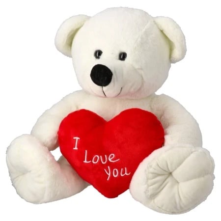 Plush, igračka, plišana, meda, bela, 38cm, I love you ( 879131 )