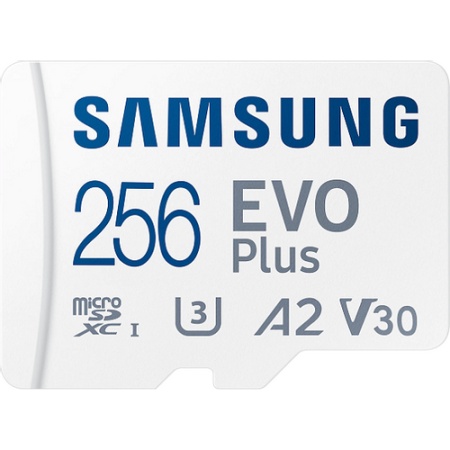 Samsung MicroSD 256GB, EVO Plus, SDXC, UHS-I U3 V30 A2, Read 160MB/s, for 4K and FullHD video recording, w/SD adapter ( MB-MC256SA/EU )