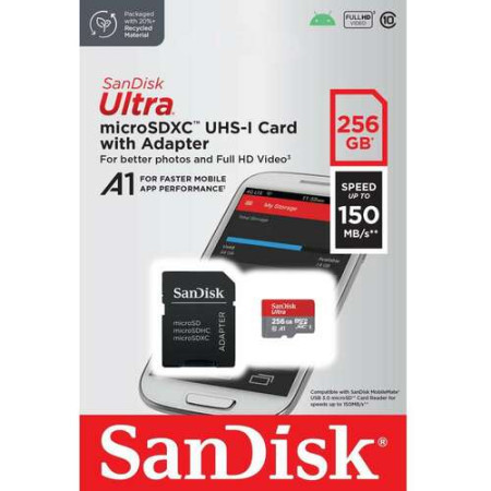 SanDisk SDXC 256GB ultra mic.150MB/s A1 class10 UHS-I + adapapter