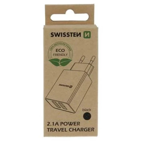 Swissten punjač eco pack 2x USB 2,1A crna ( 80201 )