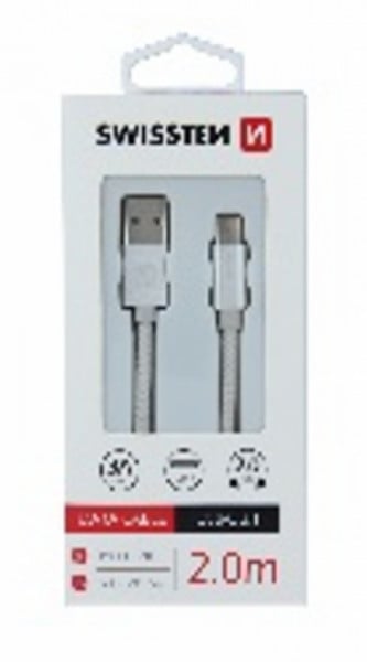 Swissten USB na USB-C kabl 2.0 m (siva)