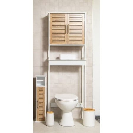 Tendance kupatilski ormaric sa 2 vrata i 1 policom stochklom 63x23x179cm mdf bambus bela ( 9904306 )