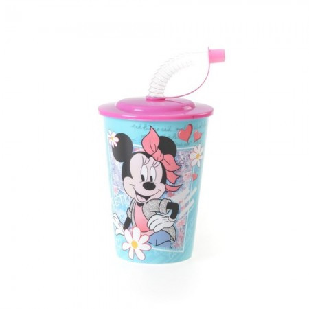 Tubule, čaša sa cevčicom, plastična, Minnie Mouse, 450ml ( 318826 ) - Img 1