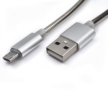 USB metalni kabl na mikro 1m MAB-K010 silver ( 101-21 ) - Img 1