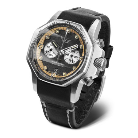 Vostok europe muški atomic age chronograph crni srebrni sportsko elegantni ručni sat sa crnim kožnim kaišem ( vk64/640a698 ) - Img 1
