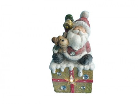 Willy, novogodišnja dekoracija, Deda Mraz na poklonu, 38cm ( 770055 )