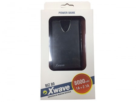 Xwave Dodatna baterija(backup) 8000mAh/1A + 2.1A/ 3kom USB/, USB&amp;USB micro kabl ( Biz 80 black ) - Img 1