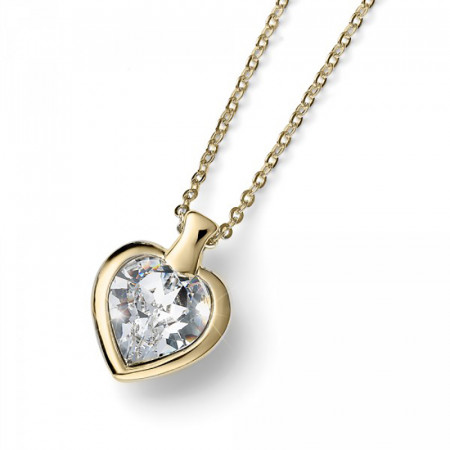 Ženski oliver weber heart small crystal zlatni lančić sa belim swarovski kristalnim priveskom ( 12158g.001 )