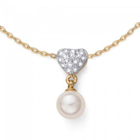 Ženski oliver weber lovely pearly gold lančić sa swarovski belom perlom i kristalima ( 11954g ) - Img 1