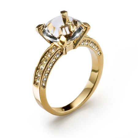 Ženski oliver weber princess gold crystal prsten sa swarovski belim kristalom l ( 41065gl )