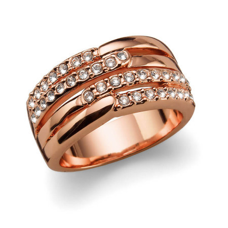 Ženski oliver weber unify rose gold crystal roze zlatni prsten sa swarovski belim kristalom 57 mm ( 41113l )
