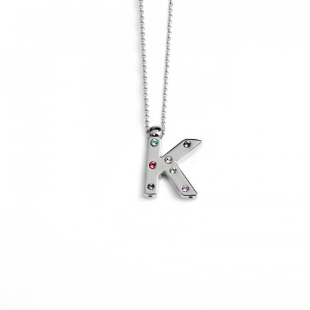 Ženski victoria cruz letter "k" multicolor lančić sa swarovski kristalima ( a3646-khg )
