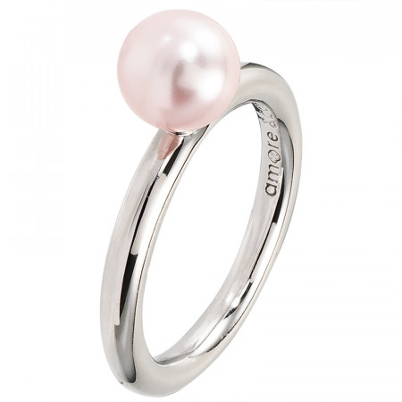 Amore baci srebrni prsten sa roze biserom 57 mm ( rf203.16 ) - Img 1