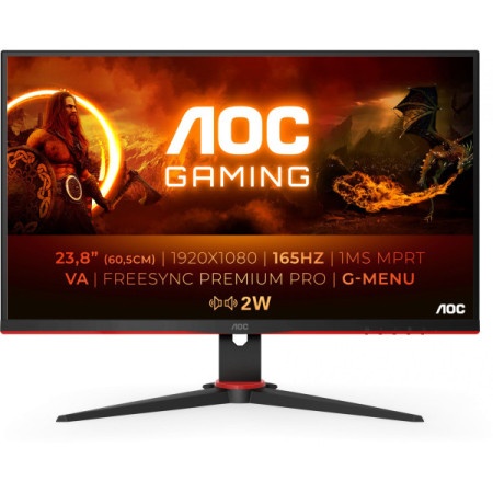 AOC 24g2sae/bk va 1920x1080/165hz/1ms/hdmi/vga/dp/zvučnici monitor 23.8&quot; -1