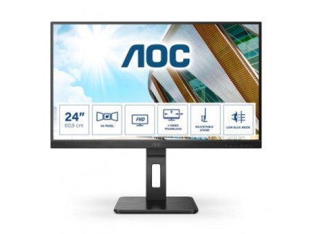 AOC 24p2qm monitor 23.8 aoc va 1920x1080/75hz/4ms/hdmi/dp/vga/4xusb/zvučnici