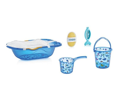 Babyjem set za kupanje 6 delova blue (kadica, podloga,termometar, sundjer, bokal, kofica) ( 92-25405 )