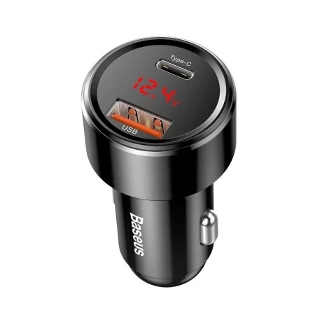 Baseus Autopunjač Usb A/Type C PD+QC Led display 45W crna ( 999912 )