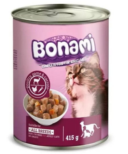 Bonami konzerva za mačke Divljač&Živina&Šargarepa 415g ( 070456 )