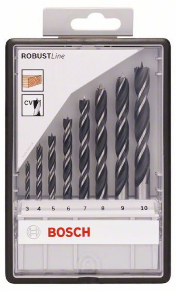 Bosch 8-delni robust Line set spiralnih burgija za drvo 3 4 5 6 7 8 9 10 mm ( 2607010533 )