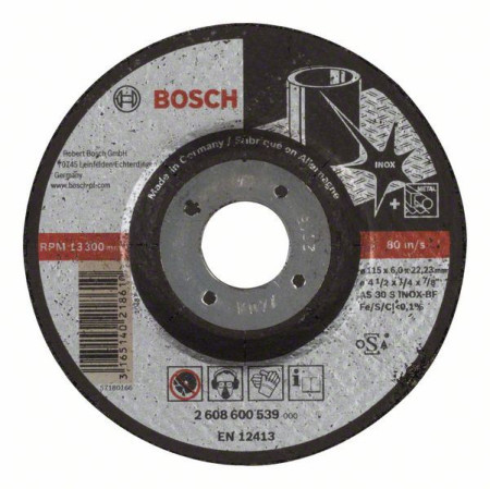 Bosch brusna ploča ispupčena Expert for Inox AS 30 S INOX BF, 115 mm, 6,0 mm ( 2608600539 ) - Img 1