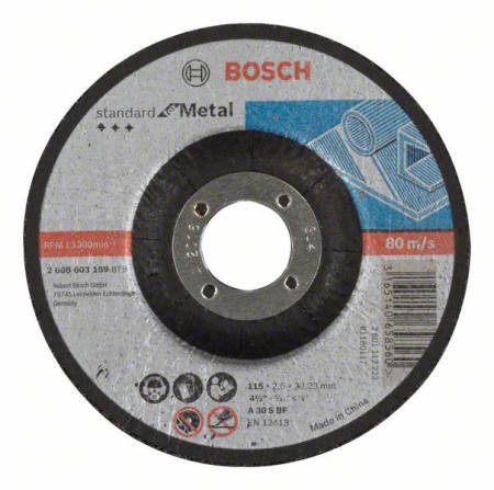 Bosch rezna ploča ispupčena standard for metal A 30 S BF, 115 mm, 22,23 mm, 2,5 mm ( 2608603159 )