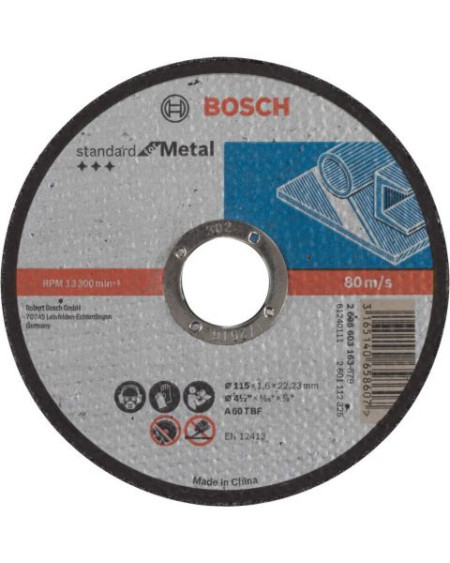 Bosch rezna ploča ravna standard for metal A 60 T BF, 115 mm, 22,23 mm, 1,6 mm ( 2608603163 )