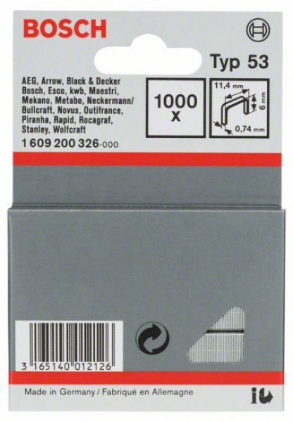 Bosch spajalica od tanke žice tip 53 11,4 x 0,74 x 6 mm ( 1609200326 ) - Img 1