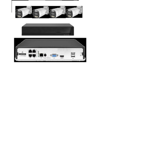 CAM-IP5MP-POEKITXM4W GMB kamera 5 mpix set full color IP 4 kamere POE NVR app xmeye sa mikrofonom