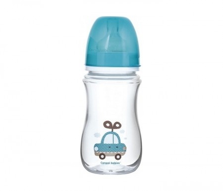 Canpol baby flašica 240ml široki vrat, antikolik - easy start- toys blue car ( 35/221_blu )