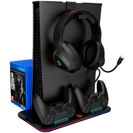 Canyon CS-5, PS5 charger stand, with RGB light black ( CND-CSPS5B )