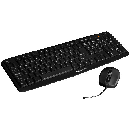 Canyon USB standard KB, 104 keys, water resistant UK layout bundle with optical 3D wired mice 1000DPI,USB2.0, Black, cable length 1.5m(KB)1
