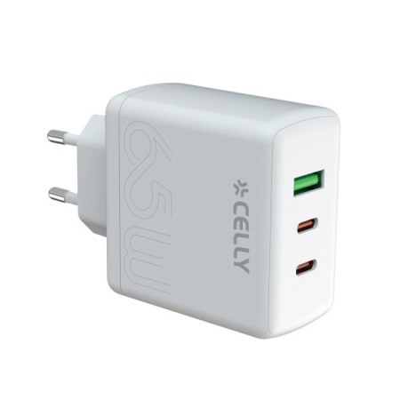 Celly Kućni punjač ProPower od 65W sa USB-A i 2 USB-C ulaza ( TC3GAN65WEVOWH )-1