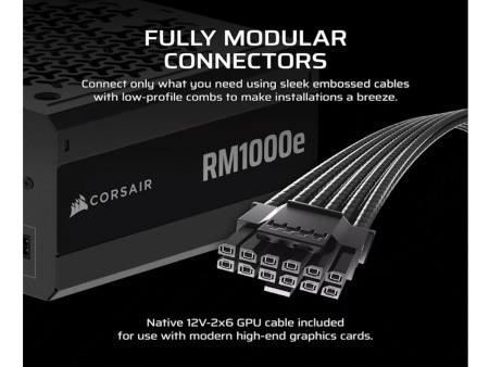 Corsair rm1000e 1000w/atx 3.1/pcie 5.1/80+gold/modularno/crna napajanje ( CP-9020297-EU )