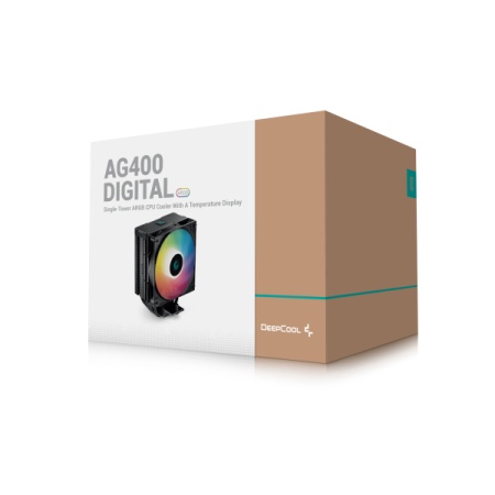 DeepCool AG400 DIGITAL ARGB 4xHeat Pipe, Real-TimeCPU Screen, 220W 120mm 2100rpm 76CFM, BK Intel/AMD