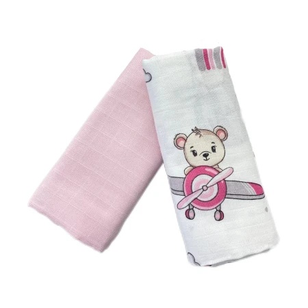 Deksi Muslin tetra pelene Meda na mesecu roze 80x80cm ( 3895 )