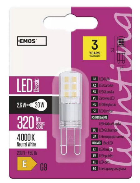 Emos LED sijalica classic jc 2,6w g9 nw zq9534 ( 2916 )