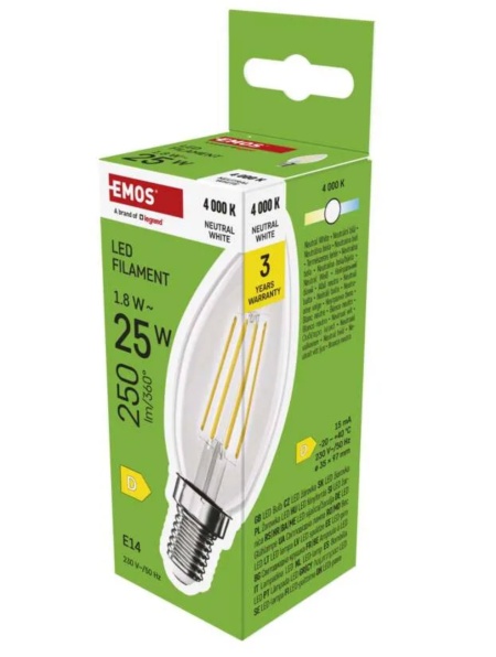 Emos zf3d03 Led sijalica filament candle 1,8w(25w) 250lm e14 nw ( 3518 )