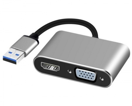 Fast asia adapter-konvertor USB 3.0 na HDMI+VGA