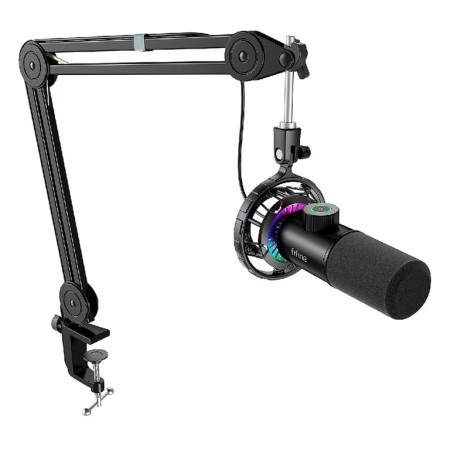 Fifine T658 USB RGB Dynamic Microphone With Boom Arm Stand - Black ( 066954 )