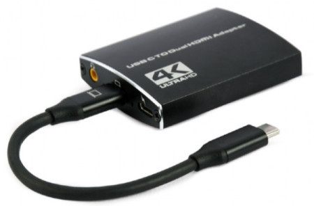 Gembird A-CM-HDMIF2-01 USB-C to dual HDMI adapter, 4K 60Hz, black