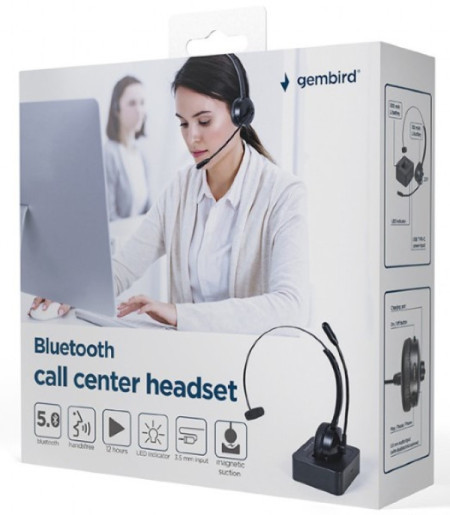 Gembird BTHS-M-01 bluetooth slušalice za call centar, mono, crne
