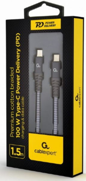 Gembird CC-USB2B-CMCM100-1.5M 100W Type-C Power Delivery (PD) premium charging & data cable, 1.5m