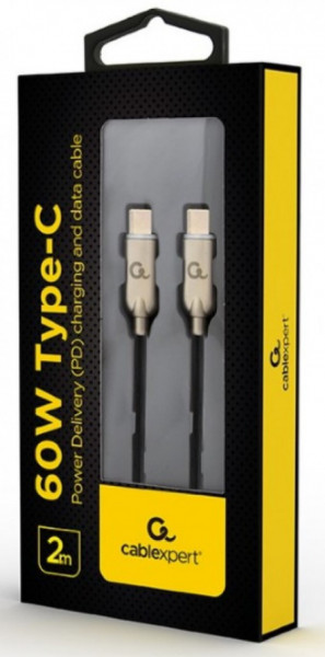 Gembird CC-USB2PD60-CMCM-2M USB 2.0 Type-C to Type-C cable (AM/CM), 60W, 2m - Img 1