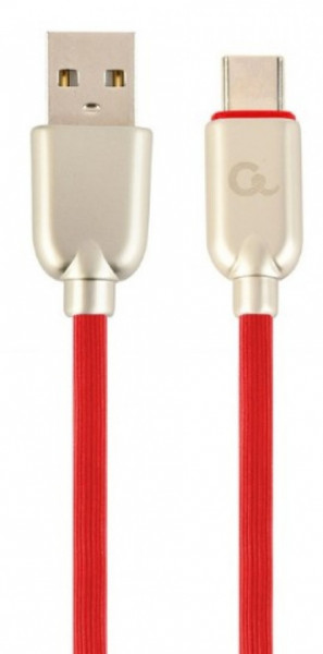 Gembird CC-USB2R-AMCM-1M-R premium rubber Type-C USB charging and data cable, 1m, red